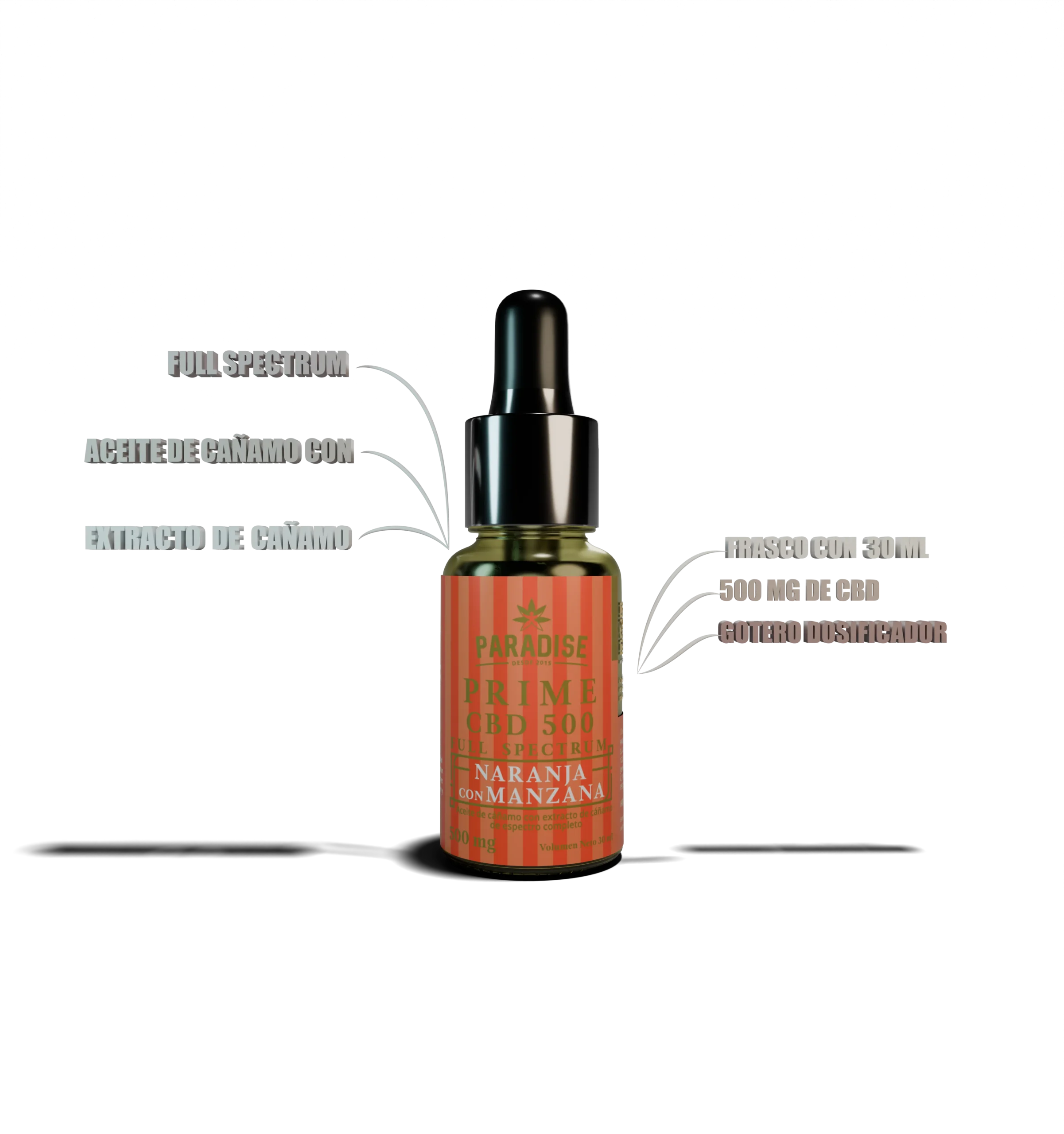 Gotero Prime CBD 500mg (Manzana/Naranja)
